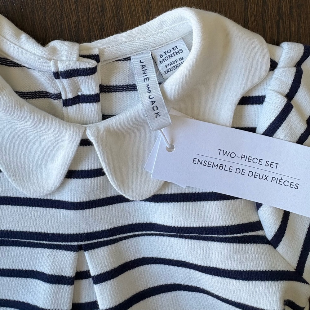 Janie and Jack Baby Scalloped Collar Ponte Matching Set - Picture 2 of 5